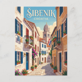 Postal Calle del casco antiguo de Šibenik Croacia