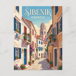Postal Calle del casco antiguo de Šibenik Croacia