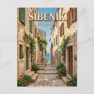 Postal Calle del casco antiguo de Šibenik Croacia