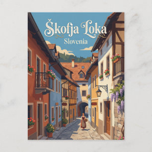 Postal Calle del casco antiguo de Škofja Loka Eslovenia