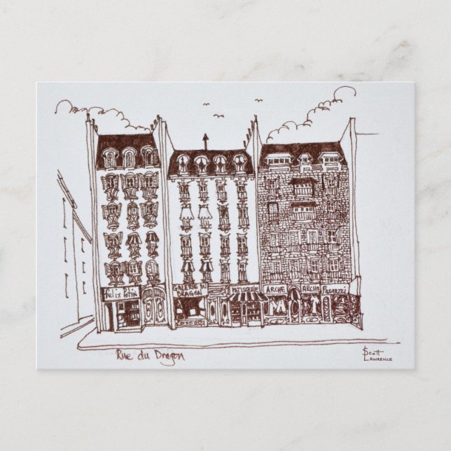 Postal Calle del Dragón, Saint-Germain-des-Prés, París (Anverso)