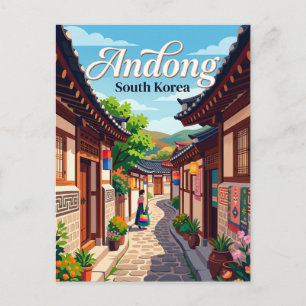 Postal Calle del pueblo tradicional de Andong Hahoe Corea