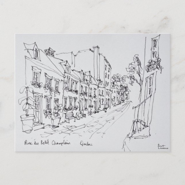 Postal Calle du Petit Champlain, Quebec, Canadá (Anverso)