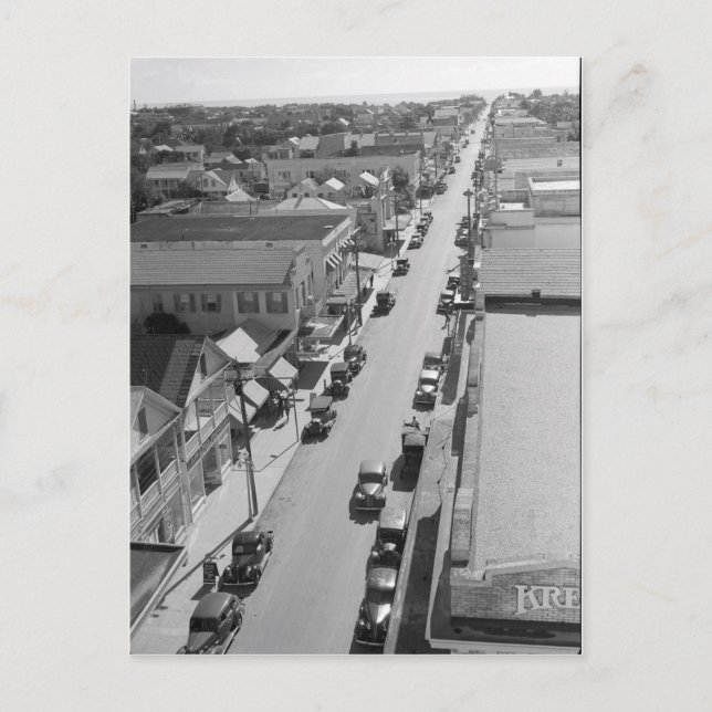 Postal Calle Duval, clave oeste de Florida 1938 (Anverso)