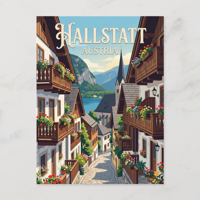 Postal Calle en Hallstatt Austria (Anverso)