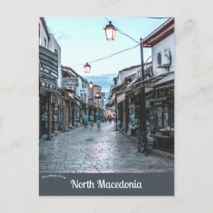 Postal Calle en Skopie, al norte de Macedonia
