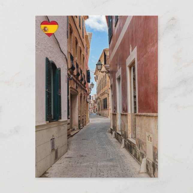 Postal Calle estrecha de Ciutadella - Menorca, España (Anverso)