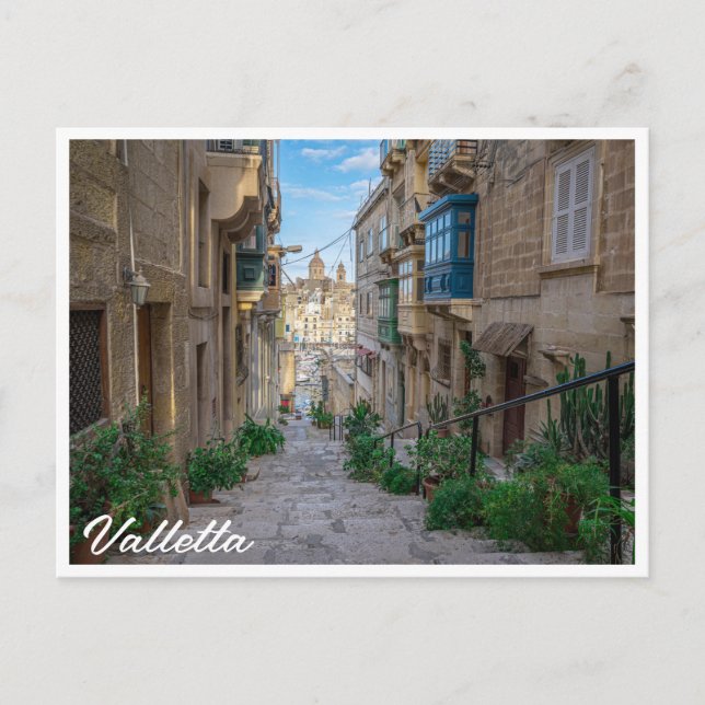 Postal Calle estrecha de piedra en Malta (Anverso)
