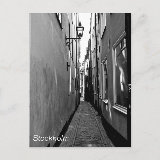 Postal Calle estrecha en Estocolmo (Anverso)