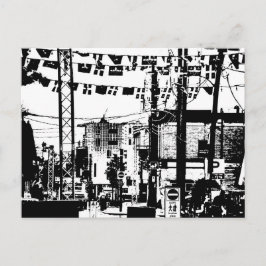 Postal Calle fiesta Rue Laval Hull Gatineau Negro y Blanc