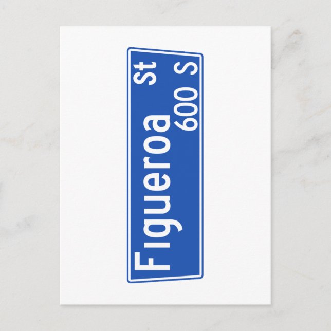 Postal Calle Figueroa, Los Ángeles, Rótulo Callejero CA (Anverso)