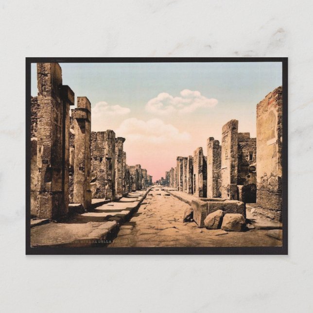 Postal Calle Fortuna, Pompeya, Fotografía de época italia (Anverso)