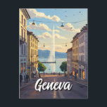 Postal Calle Ginebra Suiza Viaje Jet d'eau Sunset<br><div class="desc">Ginebra, enclavada a lo largo de la orilla del lago Lemán y rodeada por los Alpes y montañas Jura, es una de las ciudades más pintorescas de Suiza. Conocido como un centro mundial para la diplomacia, acoge a numerosas organizaciones internacionales, incluidas las Naciones Unidas y la Cruz Roja. La ciudad...</div>