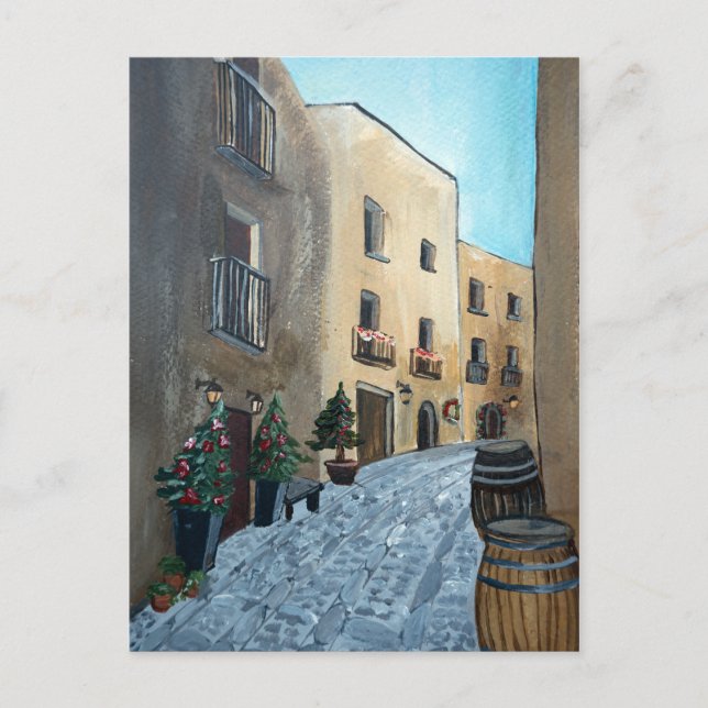 Postal Calle italiana en Navidades | Sicilia, medieval (Anverso)