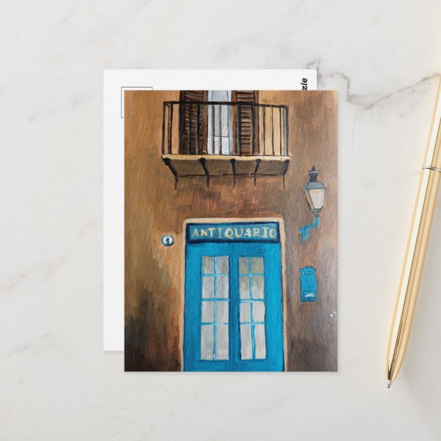 Postal Calle Italiana | Sicilia | Viajes | Puerta (Anverso/Reverso In Situ)