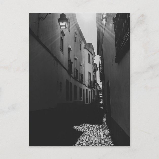Postal Calle lateral blanca y negra (Anverso)