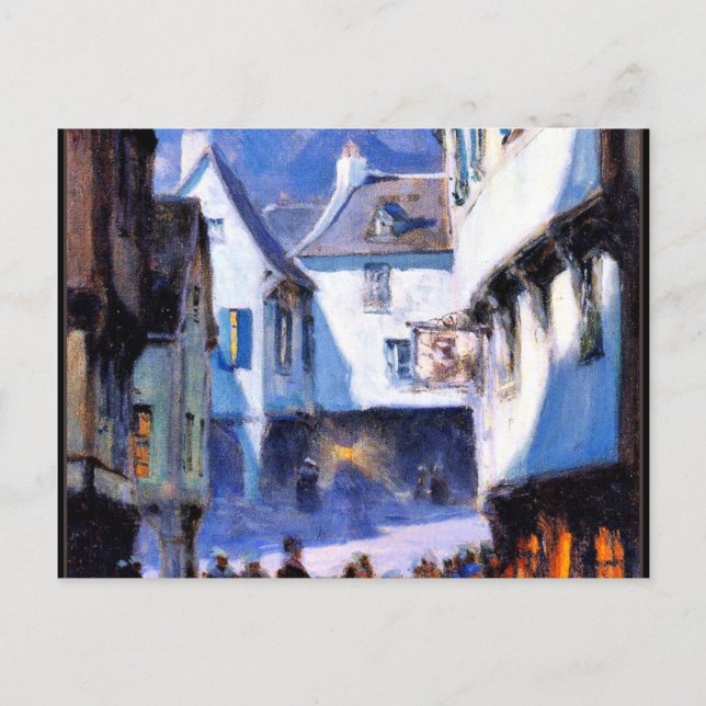 Postal Calle, luna, arte fino Mont-Saint-Michel (Anverso)