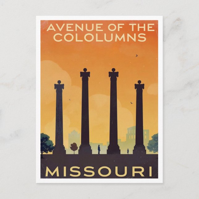 Postal Calle Missouri de las Columnas Arte (Anverso)