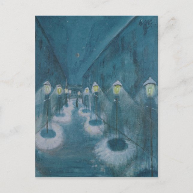 Postal Calle Nocturna (Calle Por Noche) (1922) Walter Gra (Anverso)