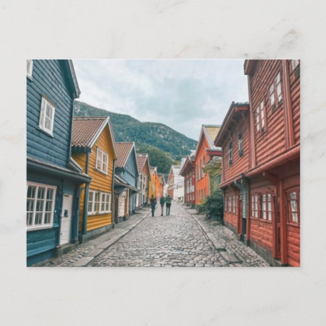 Postal calle noruega bryggen bergen (Anverso)