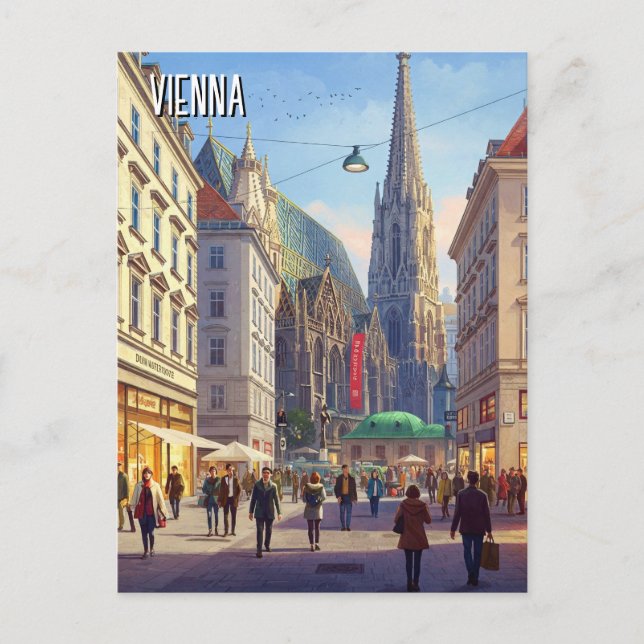 Postal Calle ocupada Stephansplatz Viena Austria Viaje (Anverso)