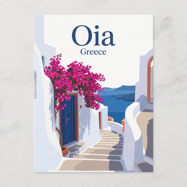 Postal Calle Oia Side Grecia (Anverso)