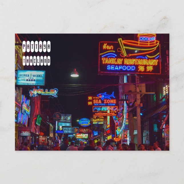 Postal Calle Pattaya Walking en Tailandia (Anverso)