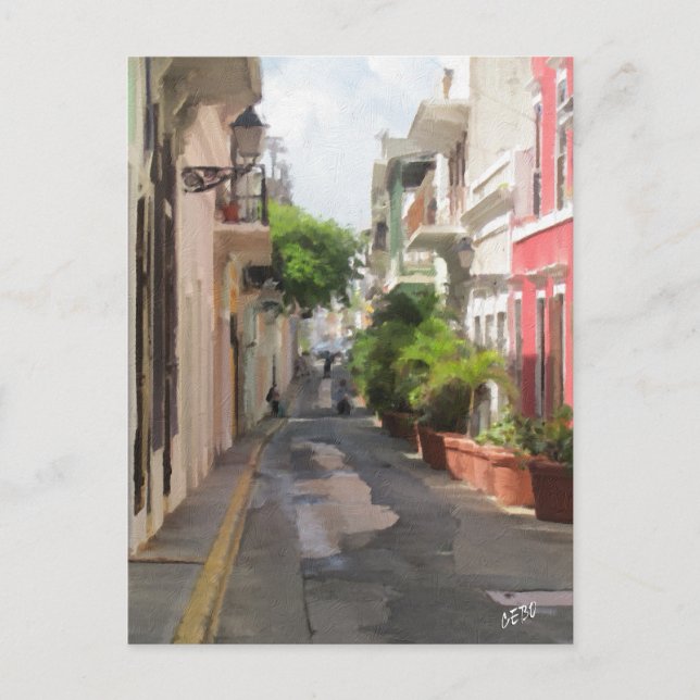 Postal Calle Pequeña y Tranquila de Puerto Rico (Anverso)