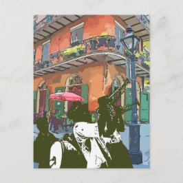 Postal Calle Piratas, banda de marcha Nueva Orleans