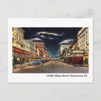 Postal Calle principal de Norristown en los años 1940
