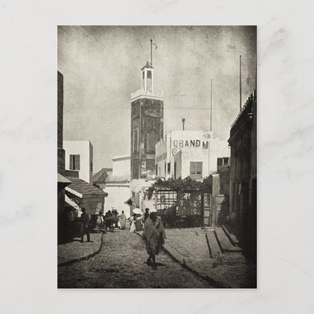 Postal Calle principal en Tánger, Marruecos, 1898 (Anverso)