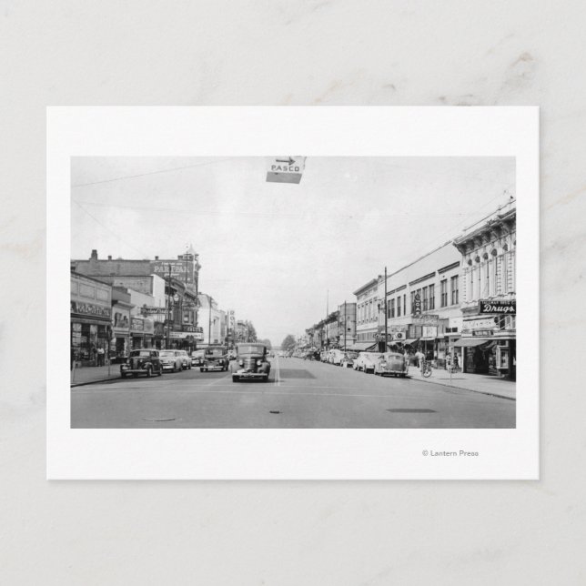 Postal Calle principal en Walla Walla, WA Photography (Anverso)