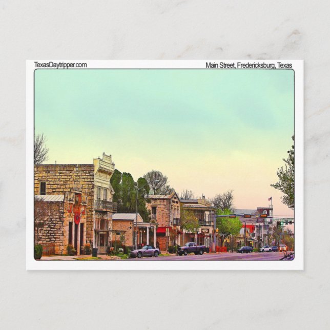 Postal Calle principal, Fredericksburg, TX (Anverso)