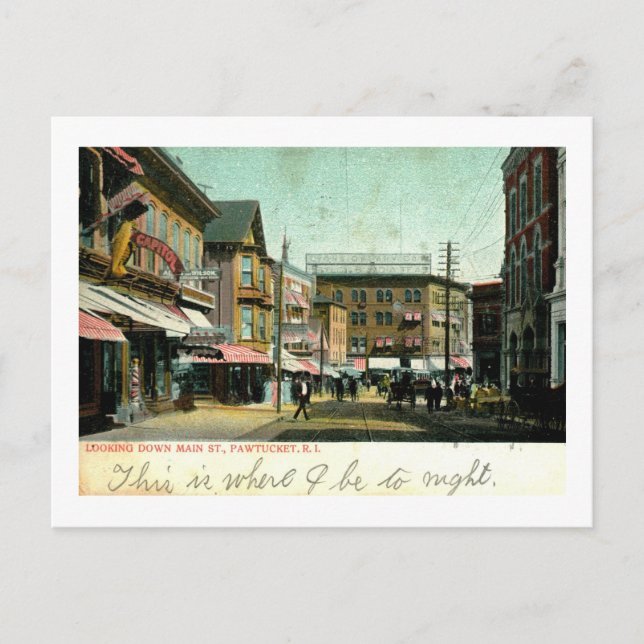 Postal Calle Principal, Pawtucket, Rhode Island Vintage (Anverso)