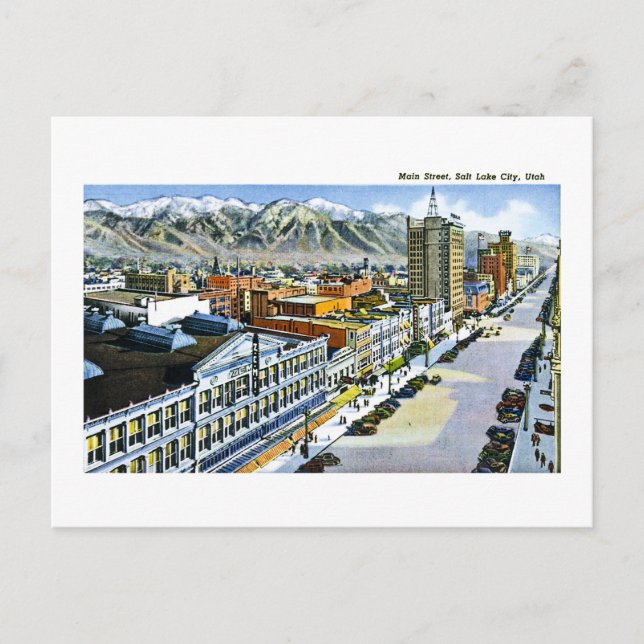 Postal Calle Principal, Salt Lake City, Postcard de Utah (Anverso)