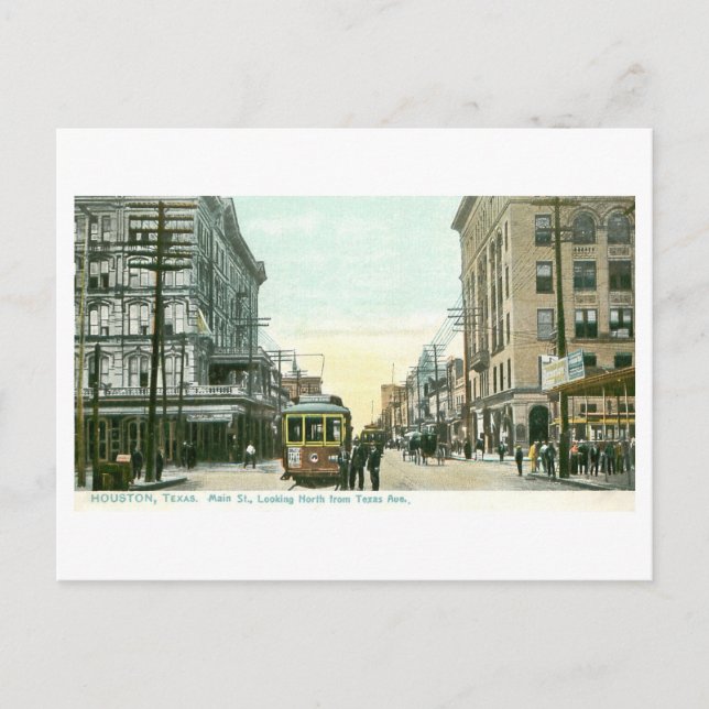 Postal Calle Principal Vintage, Houston, Texas (Anverso)