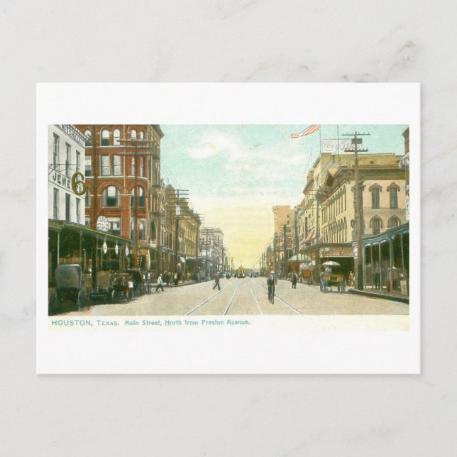 Postal Calle Principal Vintage, Houston, Texas (Anverso)