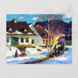 Postal Calle Quebec Village - Arte de Clarence Gagnon