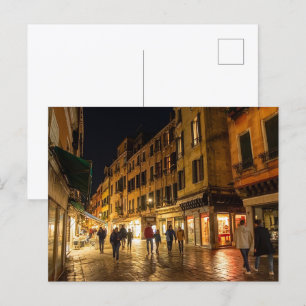 Postal Calle romántica de Venecia por la noche