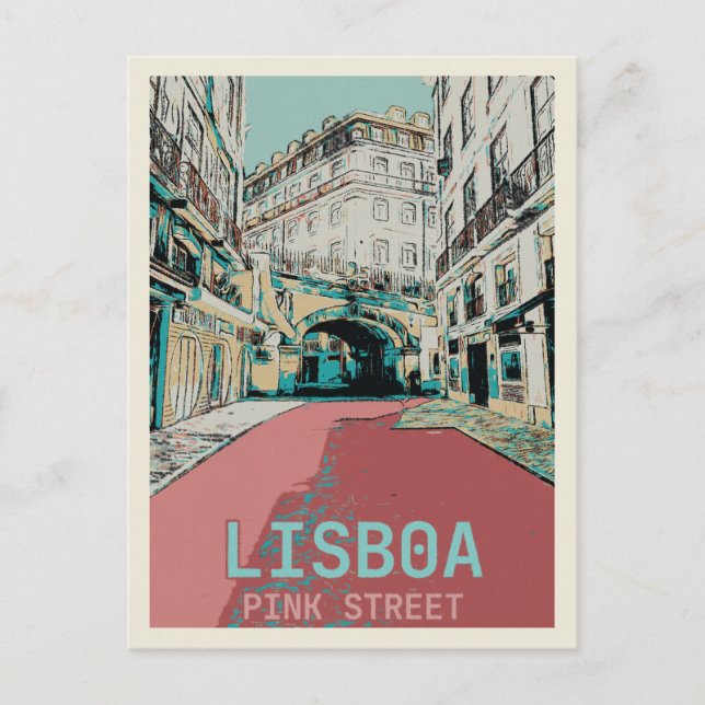 Postal Calle rosa, Cais do Sodré, Lisboa - Encantador (Anverso)