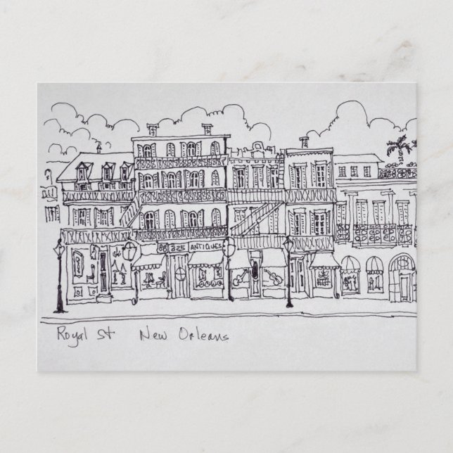Postal Calle Royal | Nueva Orleans, Luisiana (Anverso)