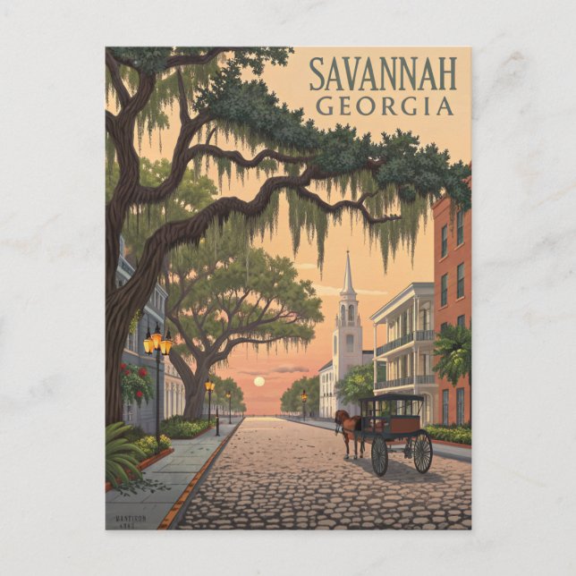Postal Calle Savannah GA Cobblestone (Anverso)