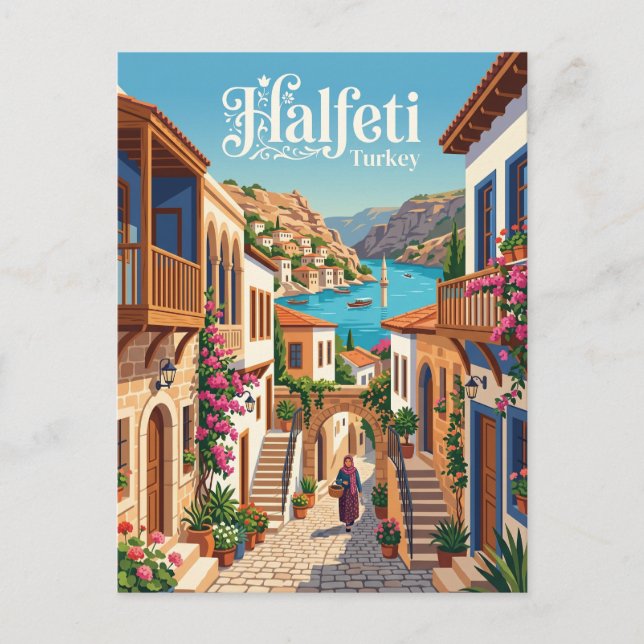 Postal Callejón de Halfeti Turquía (Anverso)