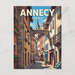 Postal Callejón del Casco Antiguo, Annecy Francia