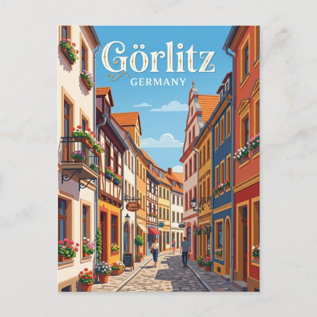 Postal Callejón del casco antiguo de Görlitz Alemania (Anverso)