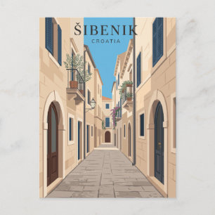 Postal Callejón del casco antiguo de Šibenik Croacia
