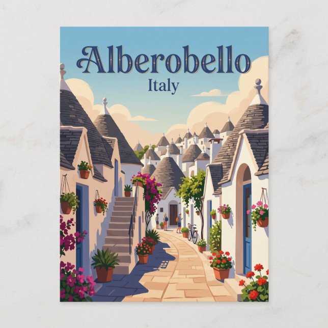 Postal Callejón en Alberobello Italia (Anverso)