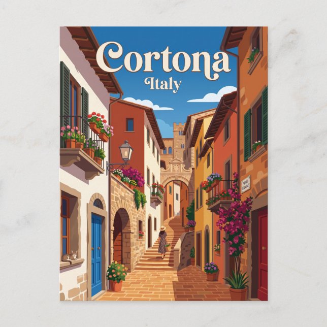 Postal Callejón en Cortona Italia (Anverso)