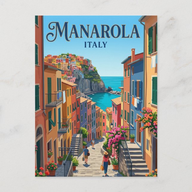 Postal Callejón en Manarola Italia (Anverso)