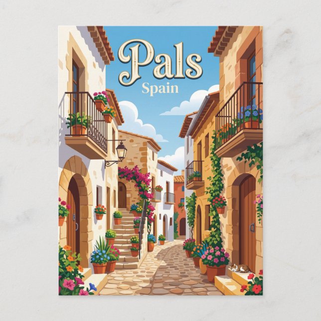 Postal Callejón en Pals España (Anverso)